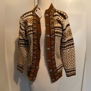 Vintage Brown and Cream Knit Cardigan